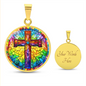 Stained Glass Style Cross Necklace
