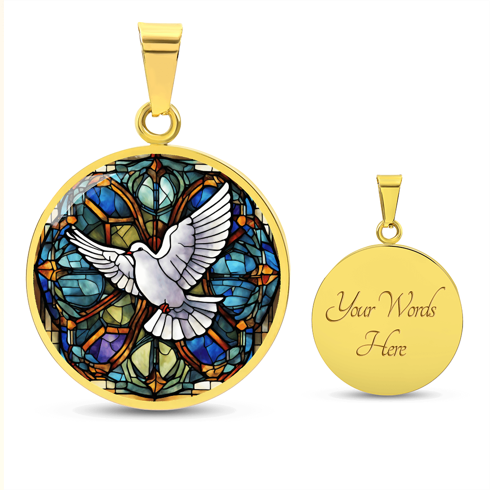 Engraved Dove Holy Spirit Necklace - Meaningful Religious Jewelry for Men and Women-[Heartfelt Family Gift]