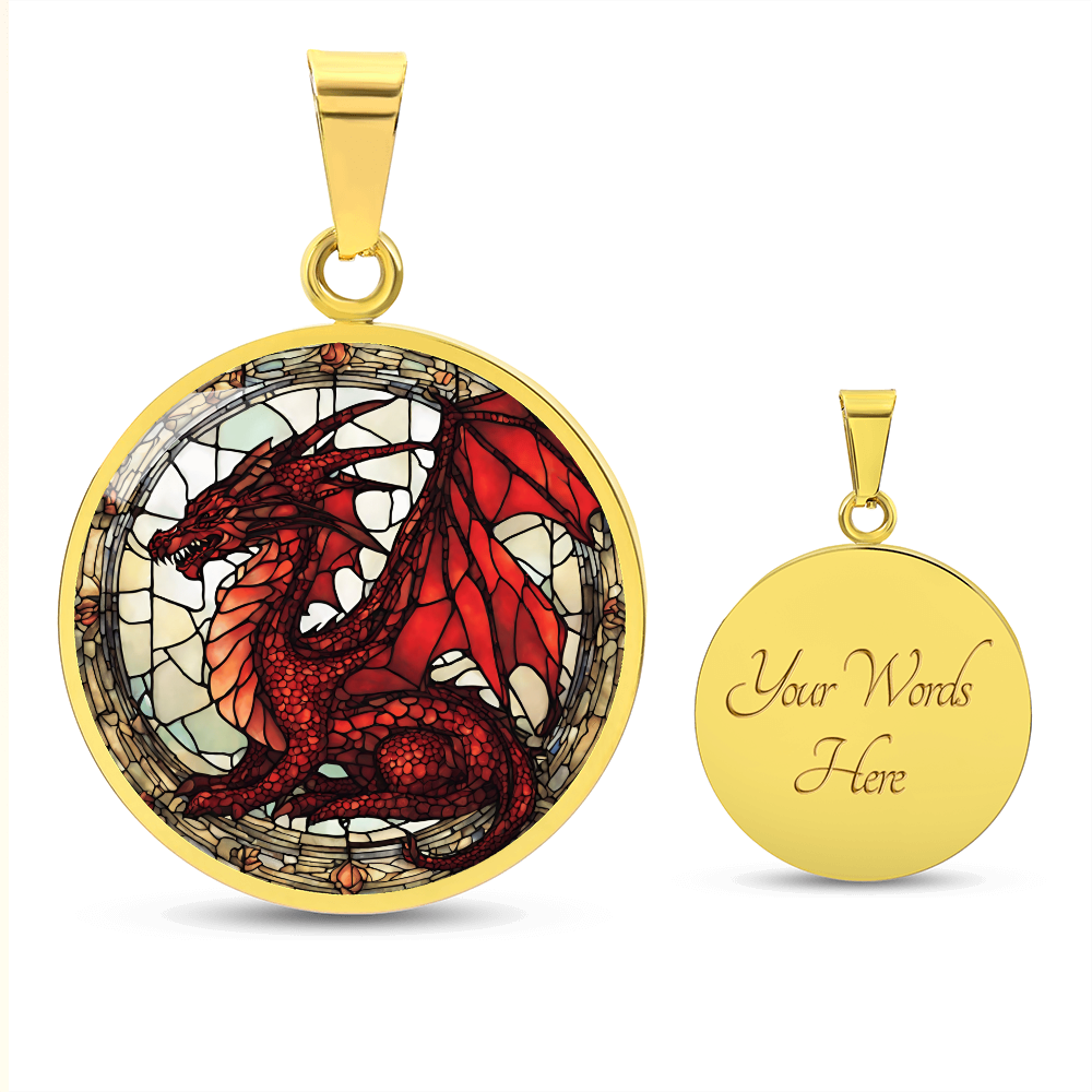 Red Dragon Engraved Necklace - Unique Jewelry for Dragon Lovers-[Heartfelt Family Gift]