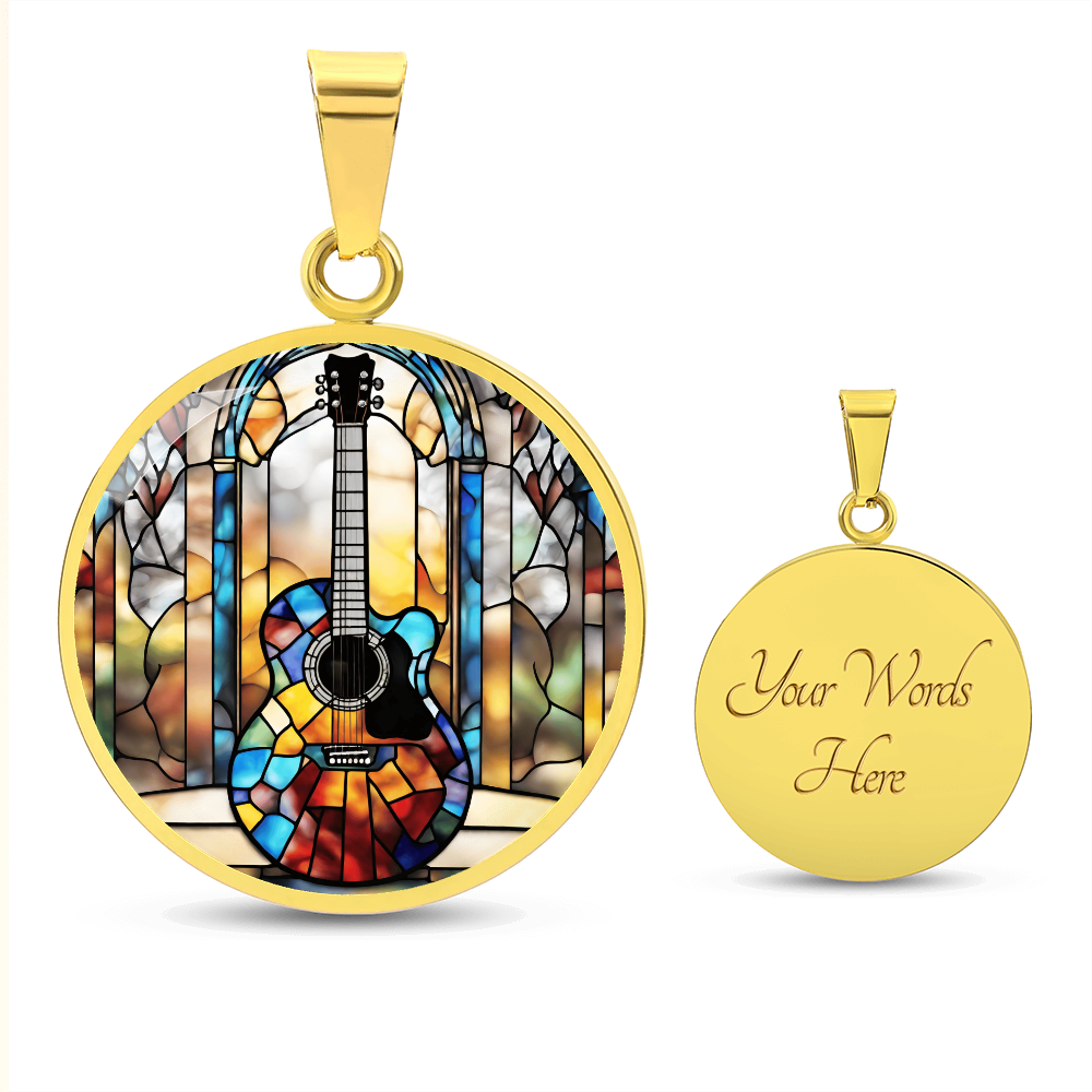 Engraved Stained Glass Guitar Necklace - Handcrafted and Unique-[Heartfelt Family Gift]