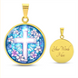 Floral Engraved Cross Necklace
