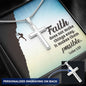 Faith Makes Things Possible Engraved Cross Necklace-[Heartfelt Family Gift]