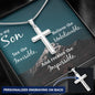 Son Faith Believe Engraved Cross Necklace-[Heartfelt Family Gift]