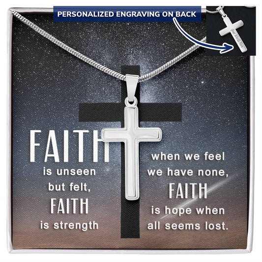 Faith Hope When All Seems Lost Engraved Cross Necklace-[Heartfelt Family Gift]
