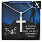 Faith is Trusting Engraved Cross Necklace-[Heartfelt Family Gift]