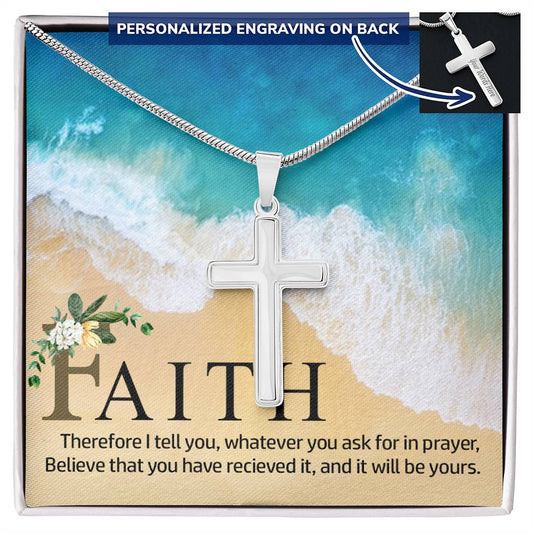 Faith Engraved Cross Necklace Gift-[Heartfelt Family Gift]