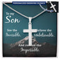 Son Faith Believe Engraved Cross Necklace-[Heartfelt Family Gift]