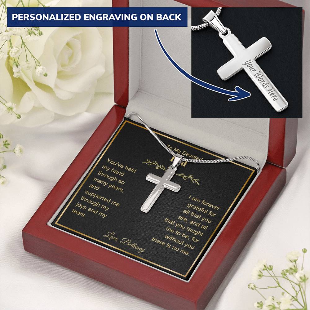 Dad Engraved Cross Necklace on Snake Chain-[Heartfelt Family Gift]