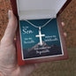 Son Faith Believe Engraved Cross Necklace-[Heartfelt Family Gift]