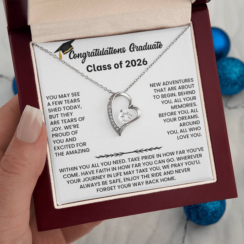 Class of 2026 Graduation Necklace Gift - Heart