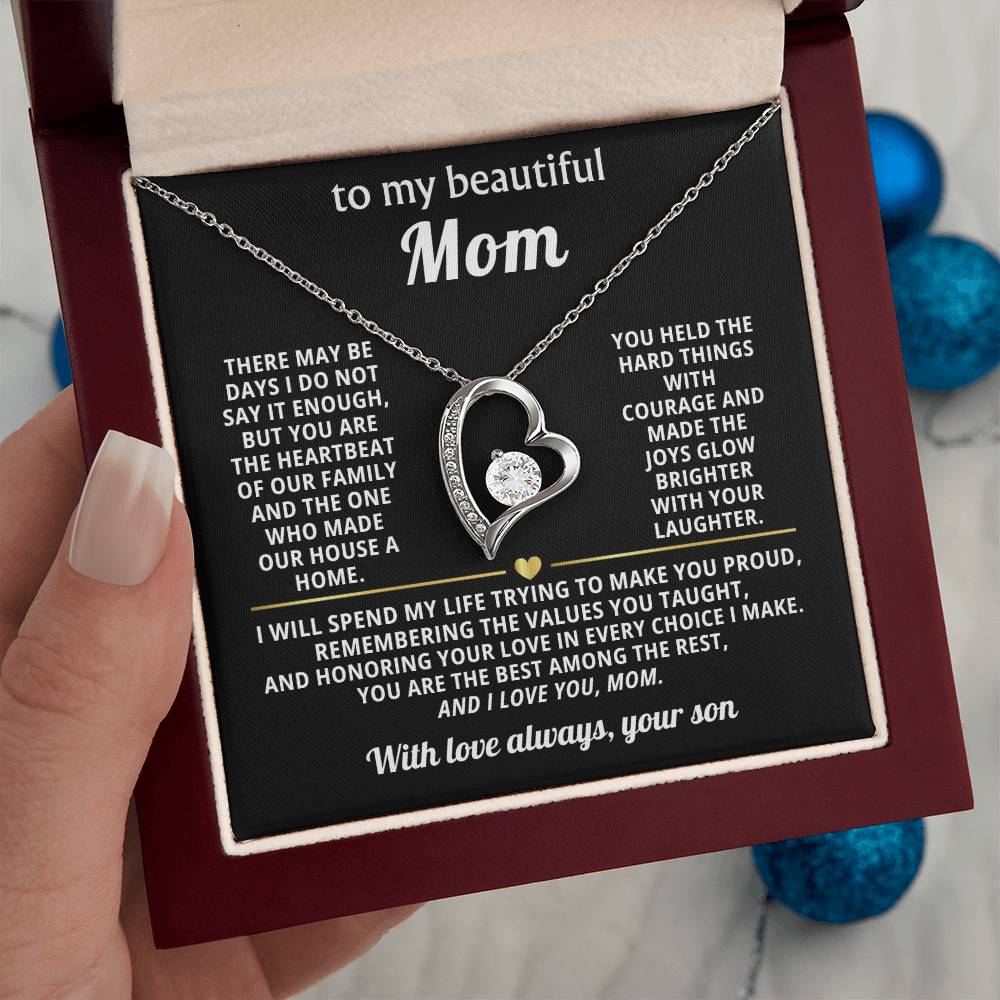 Mom Heart Necklace Gift from Son