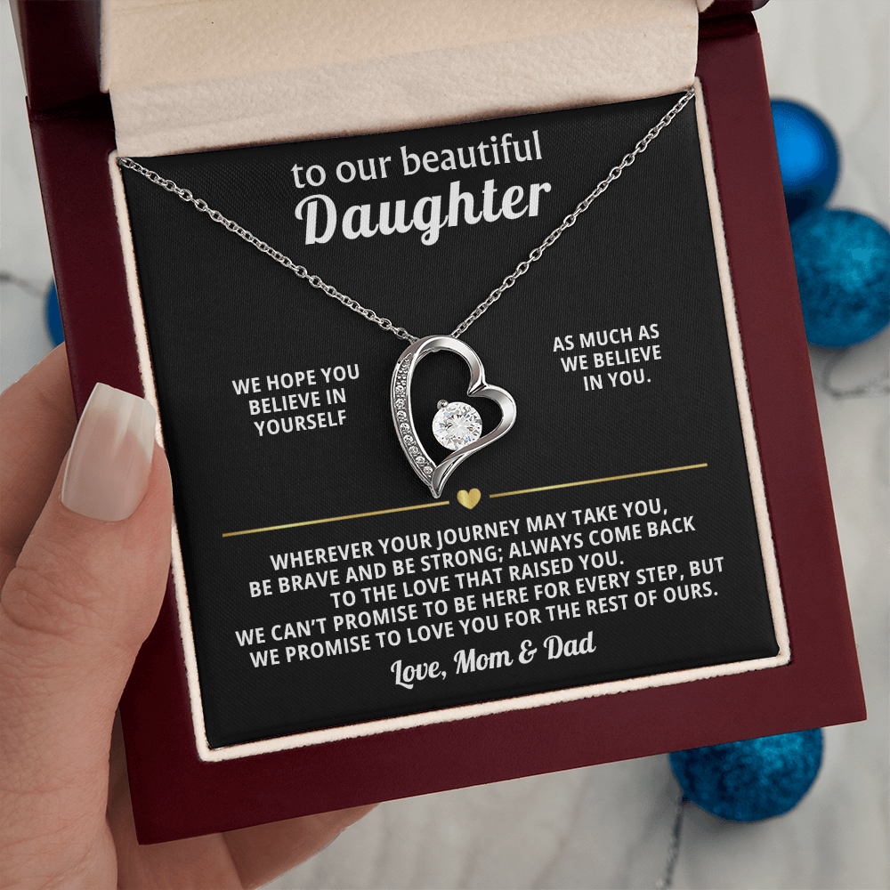 To Our Beautiful Daughter Heart Necklace Gift from Mom Dad