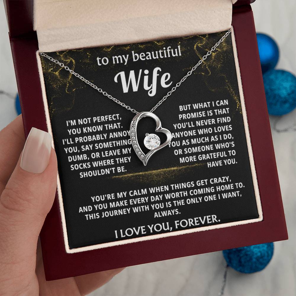 To My Wife Heart Necklace Gift