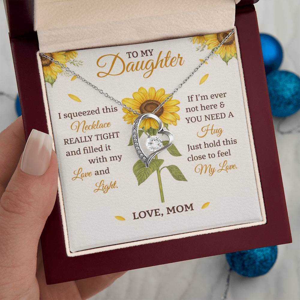 Daughter Sunflower Heart Necklace Gift from Mom
