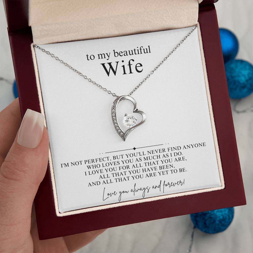 To My Beautiful Wife Heart Necklace Gift