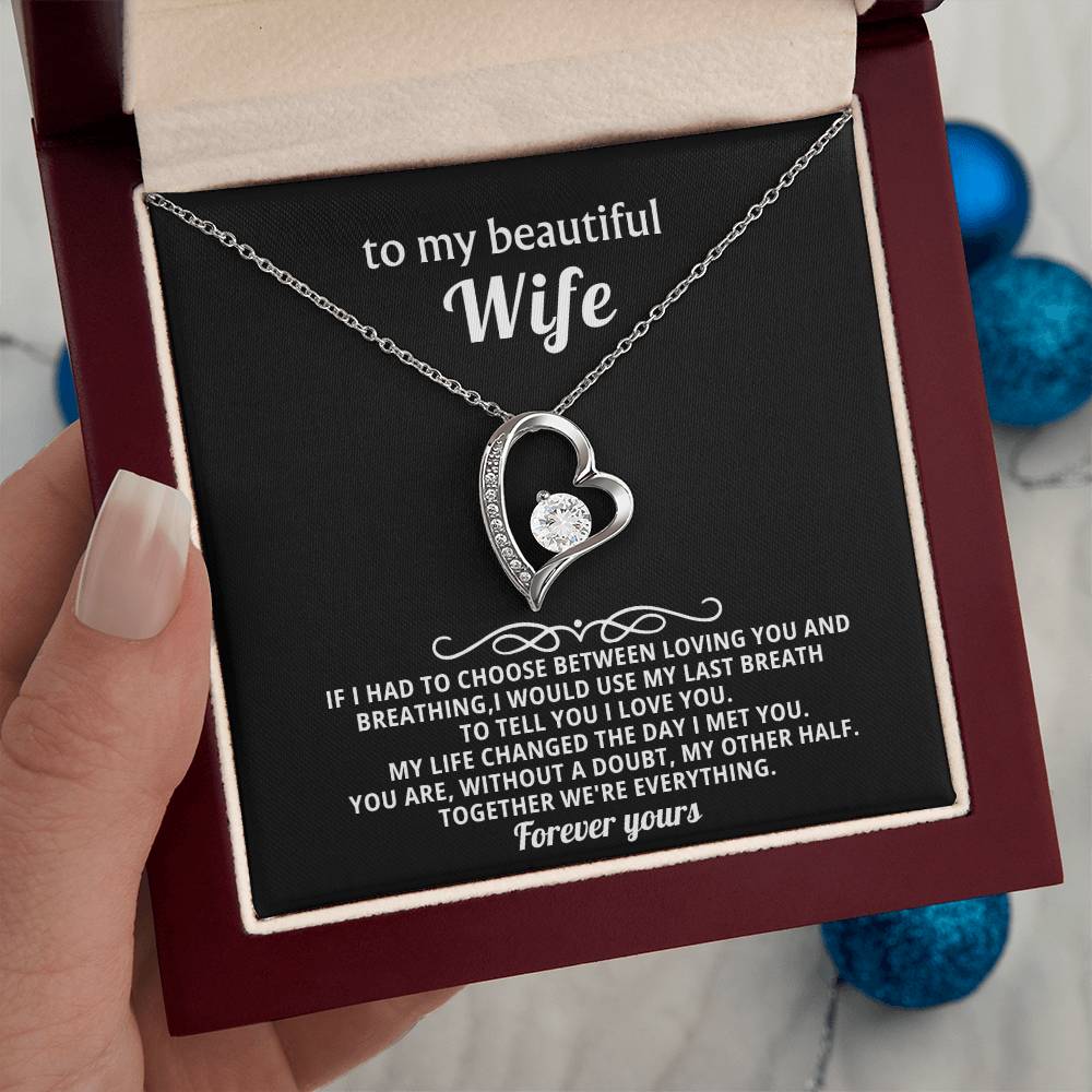 To My Beautiful Wife Heart Necklace Gift