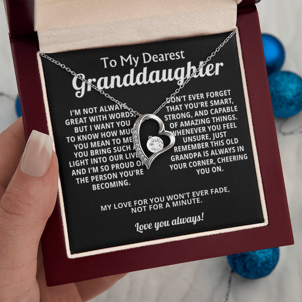 To My Granddaughter Heart Necklace Gift