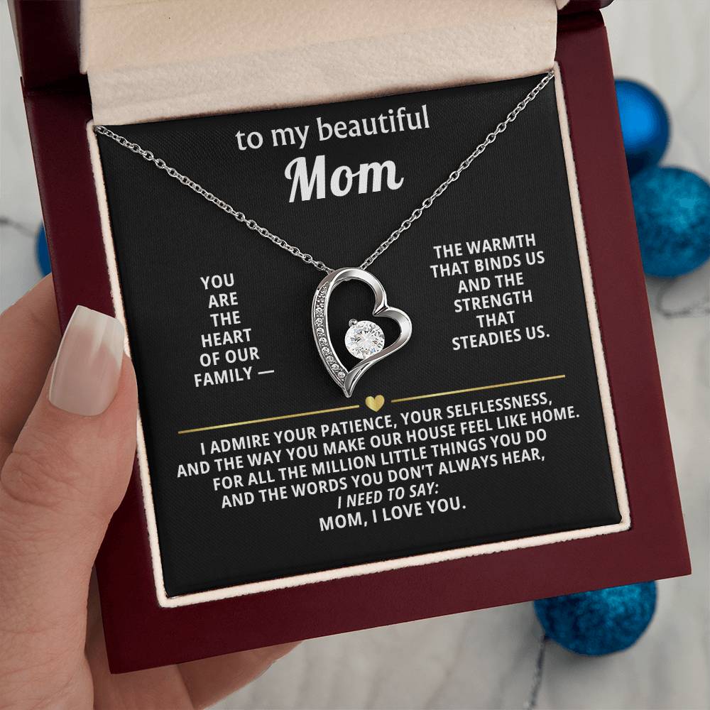 To My Beautiful Mom Heart Necklace