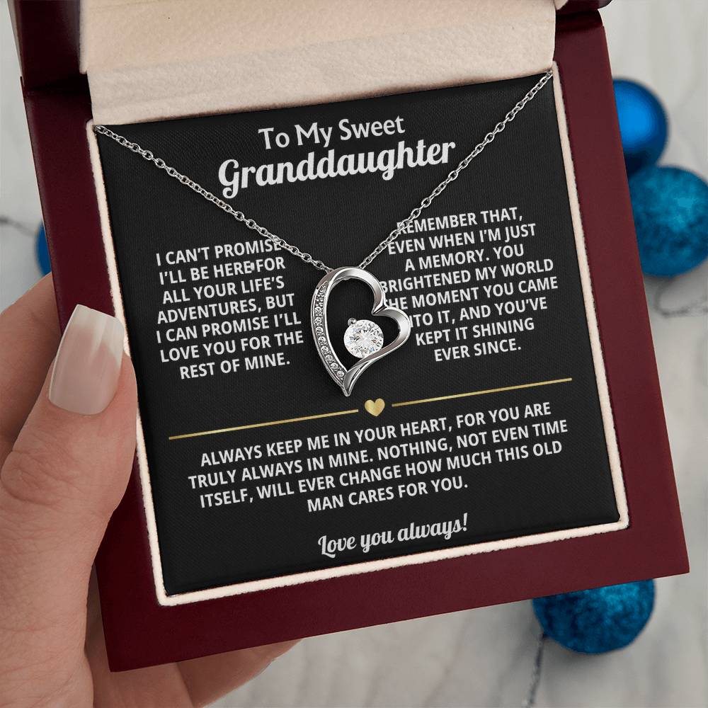 To My Granddaughter Heart Necklace Gift