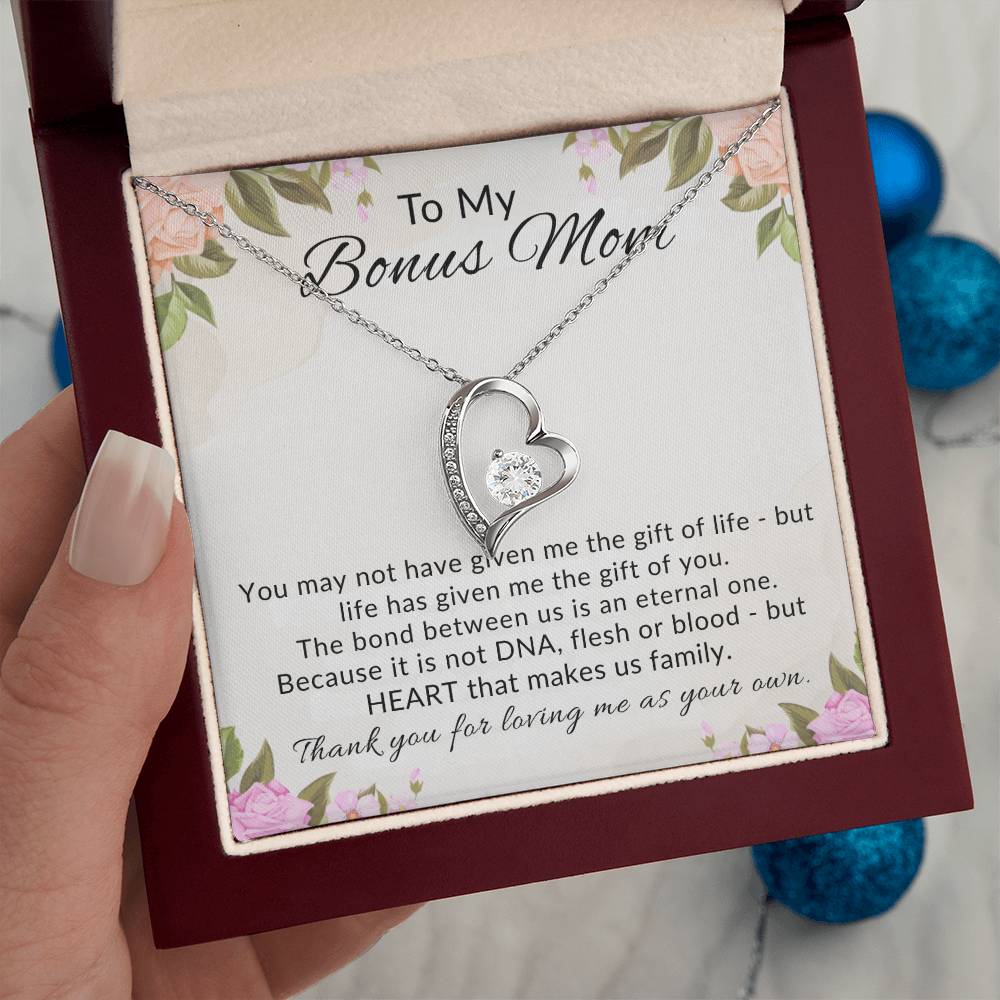 To My Bonus Mom Heart Necklace Gift from Stepdaughter