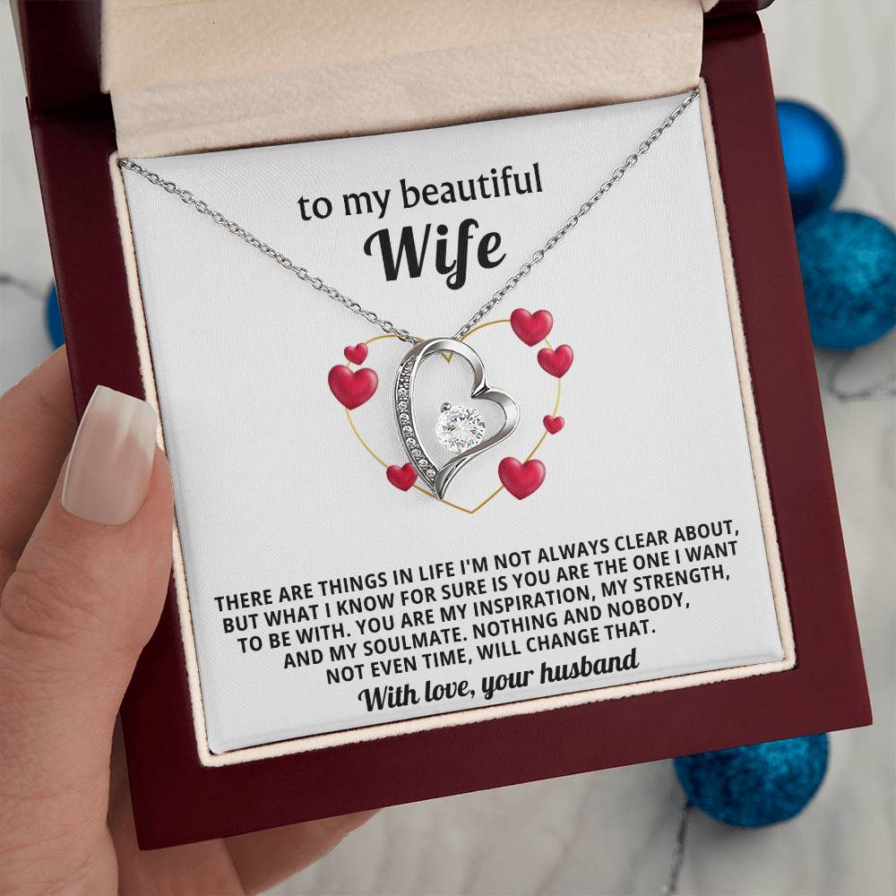 To My Beautiful Wife Heart Necklace Gift