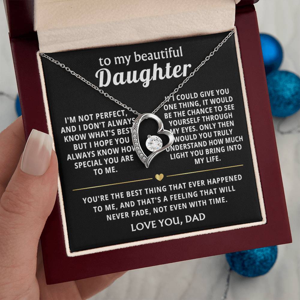 To My Beautiful Daughter Heart Necklace Gift