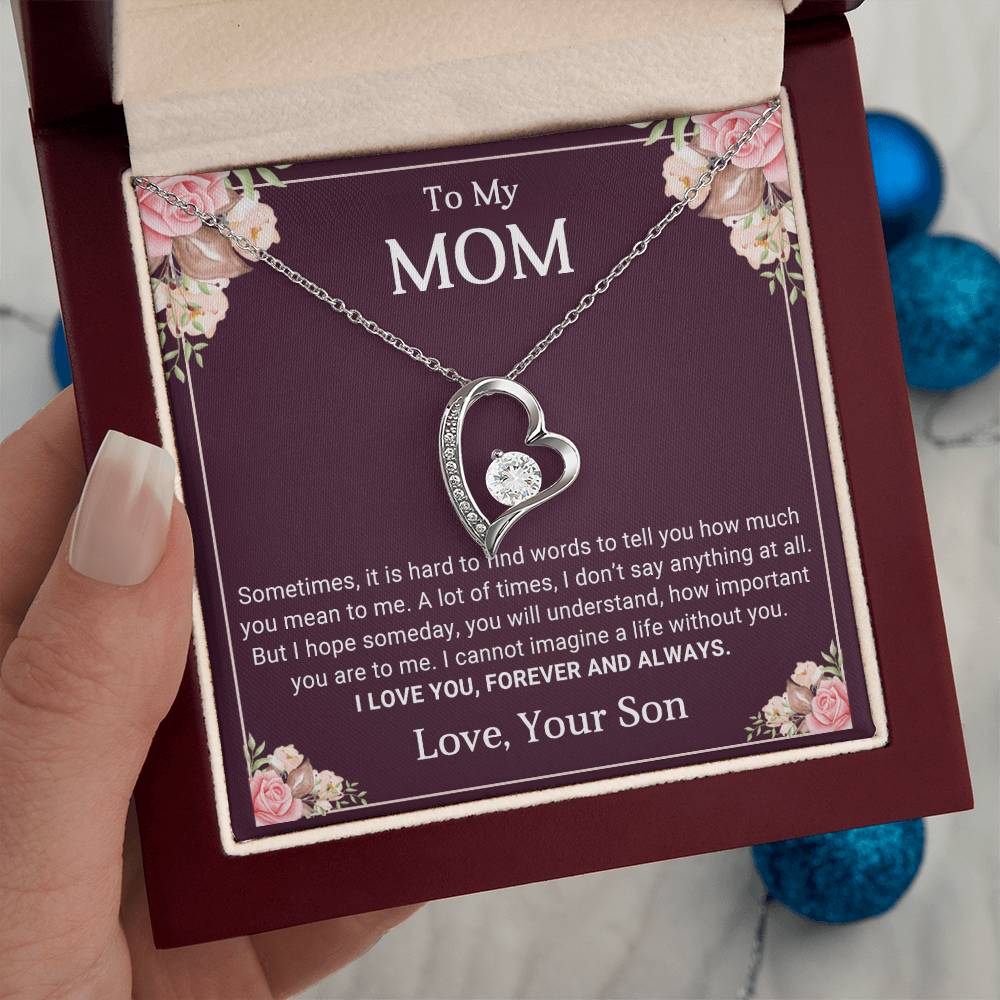 To My Mom Heart Necklace Gift