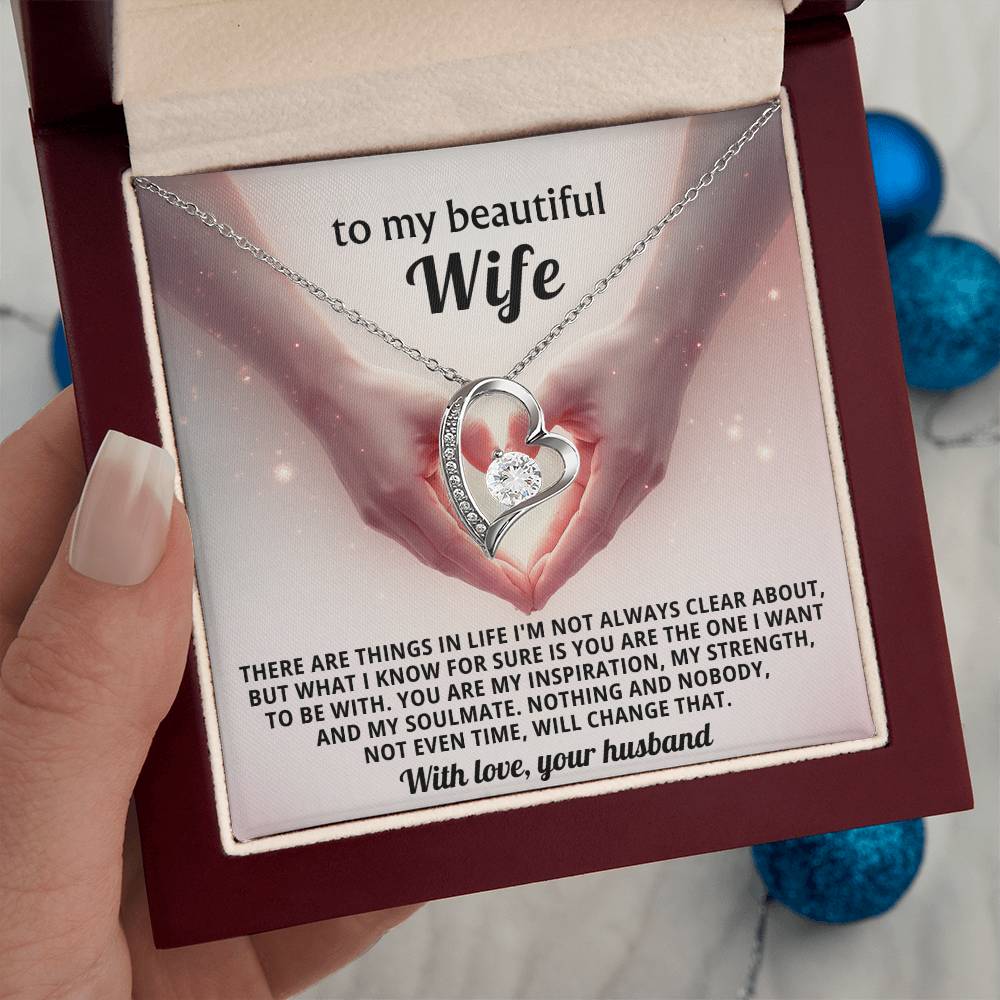 To My Beautiful Wife Heart Necklace Gift