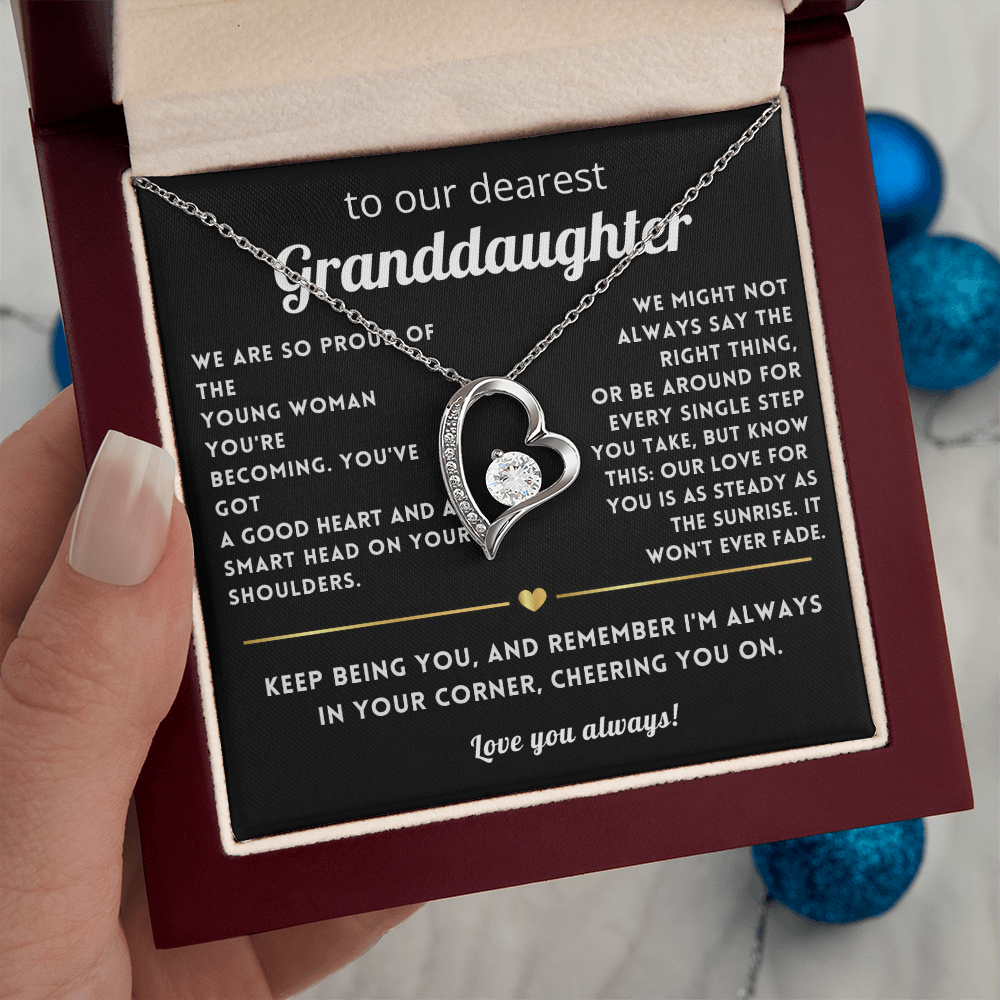 To My Granddaughter Heart Necklace Gift