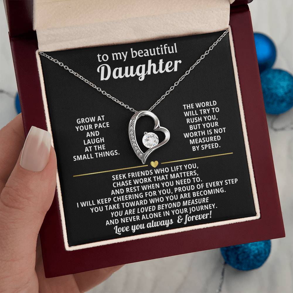 To My Daughter Heart Necklace Gift