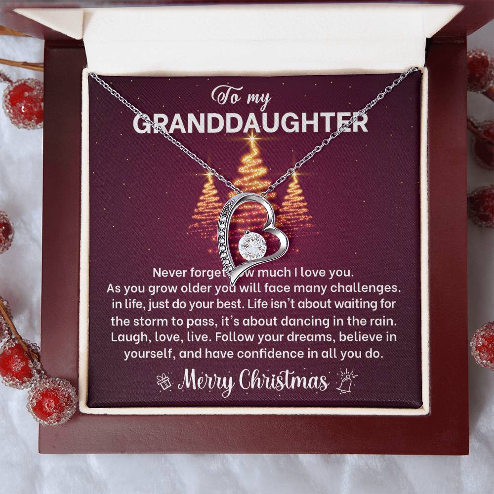 Merry Christmas Granddaughter Heart Necklace Gift-[Heartfelt Family Gift]