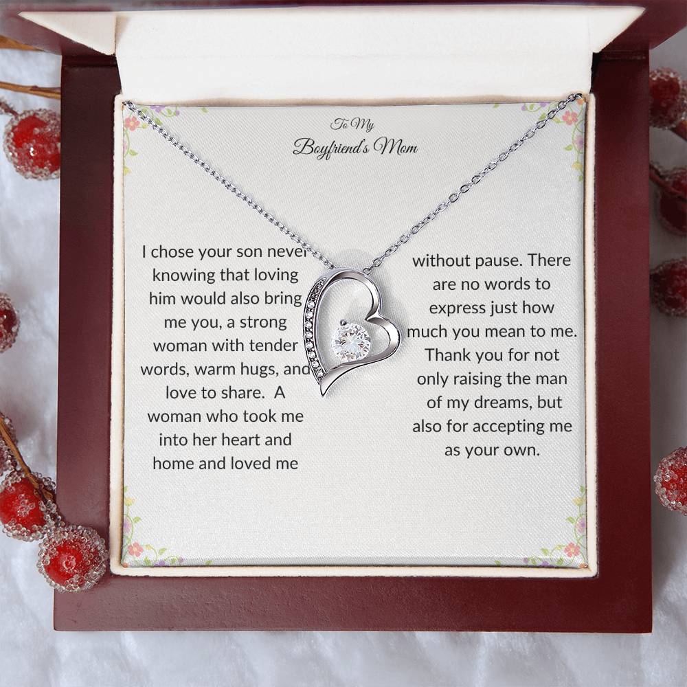 To My Boyfriends Mom Heart Necklace Gift-[Heartfelt Family Gift]