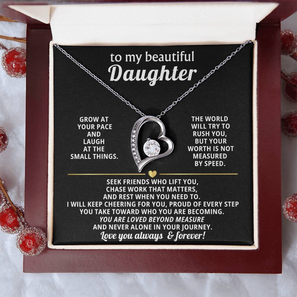 To My Daughter Heart Necklace Gift