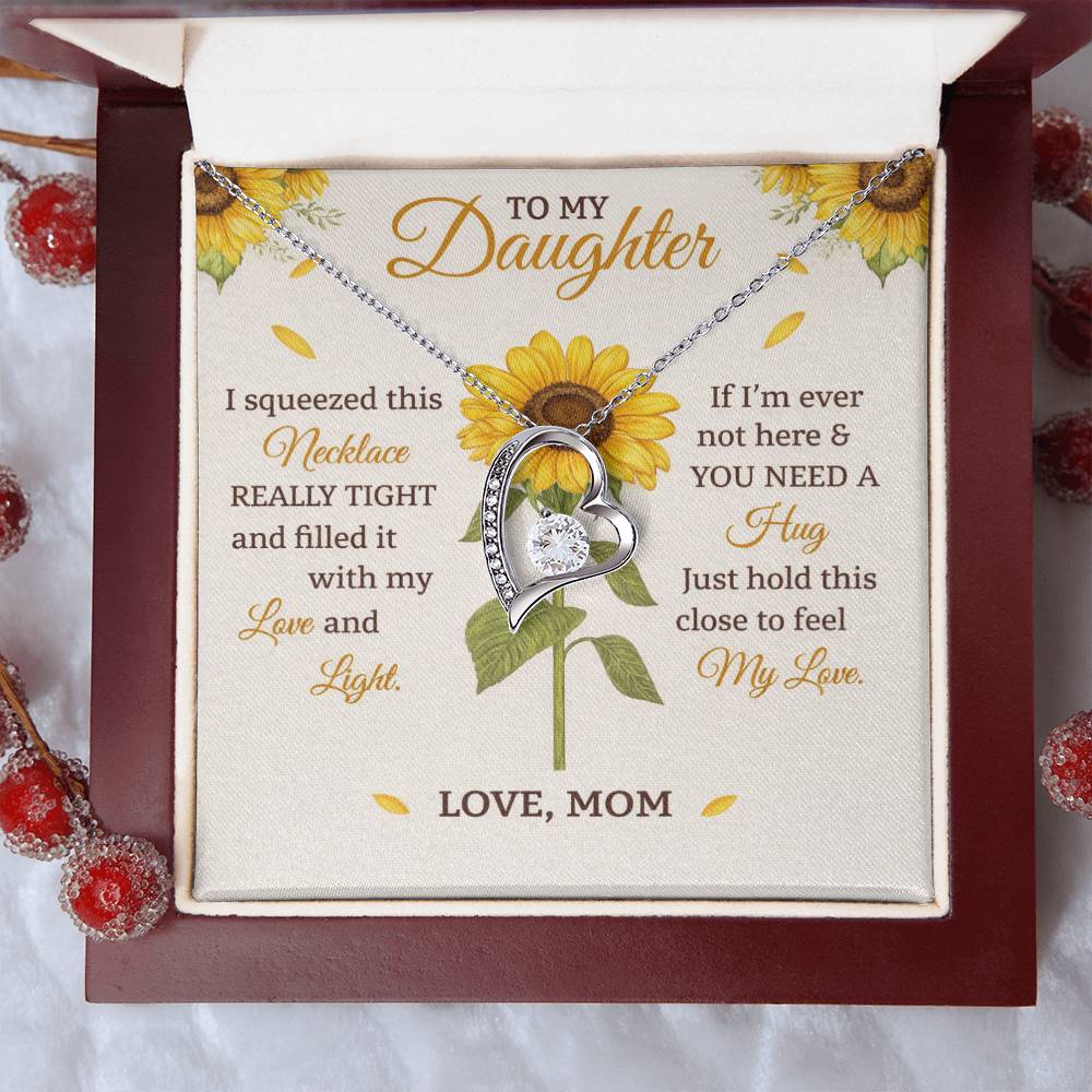 Daughter Sunflower Heart Necklace Gift from Mom