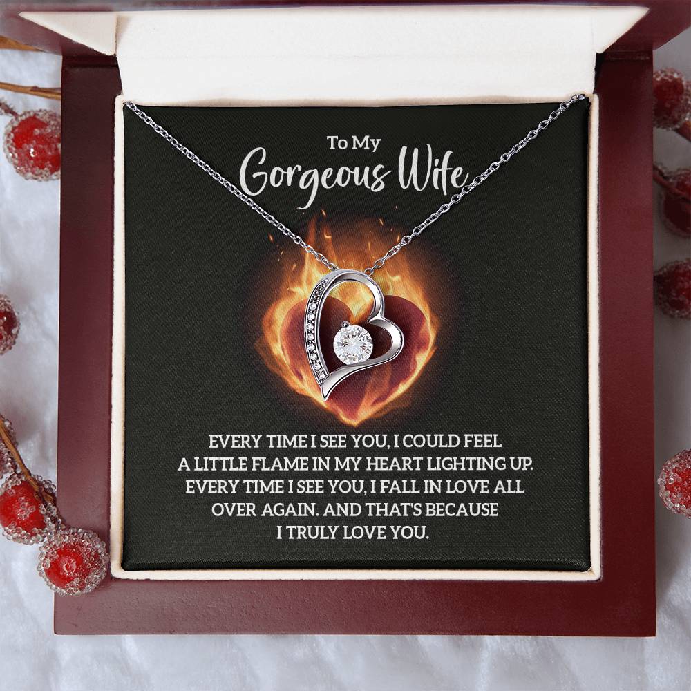 To My Gorgeous Wife - Every Time I See You Heart Necklace Gift-[Heartfelt Family Gift]