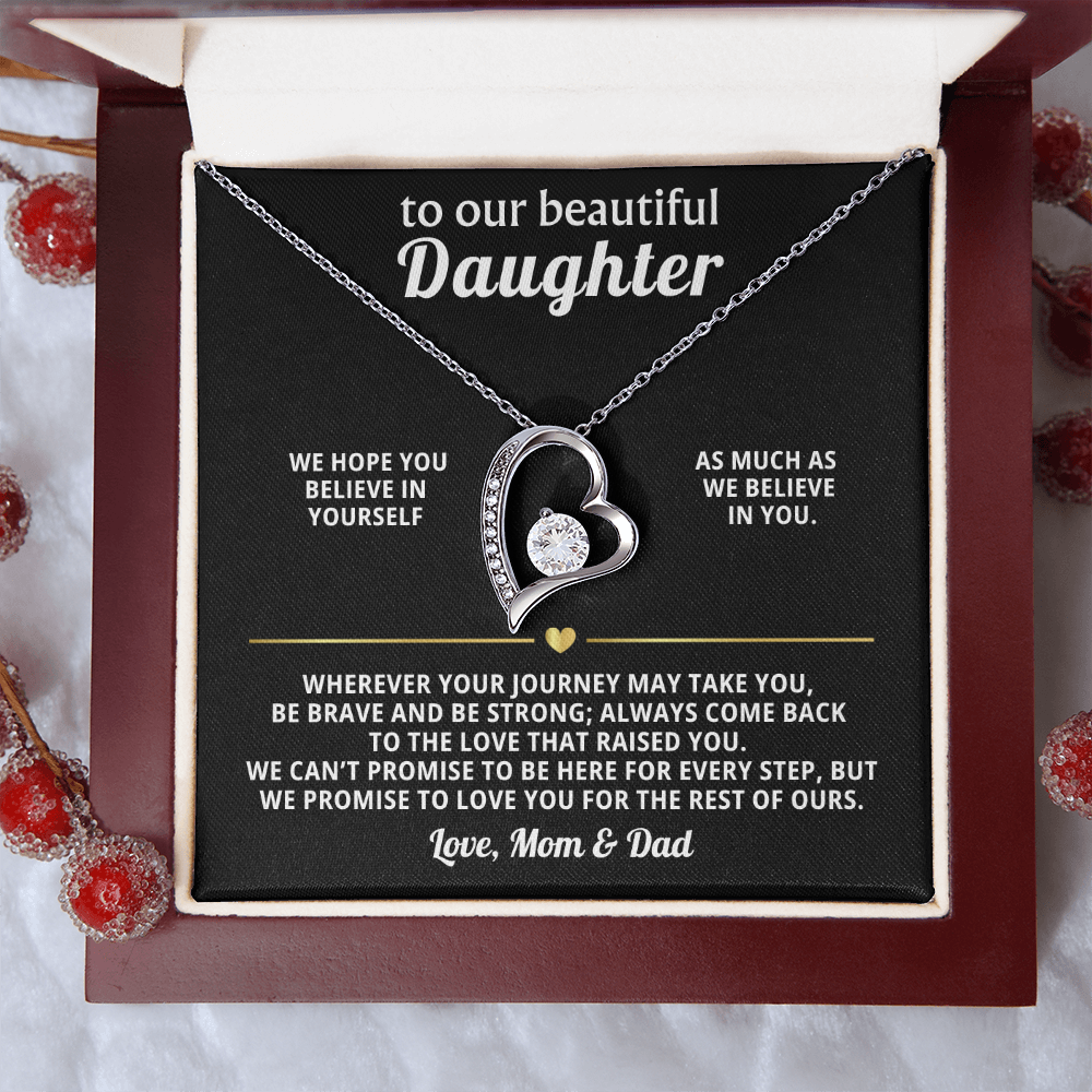 To Our Beautiful Daughter Heart Necklace Gift from Mom Dad