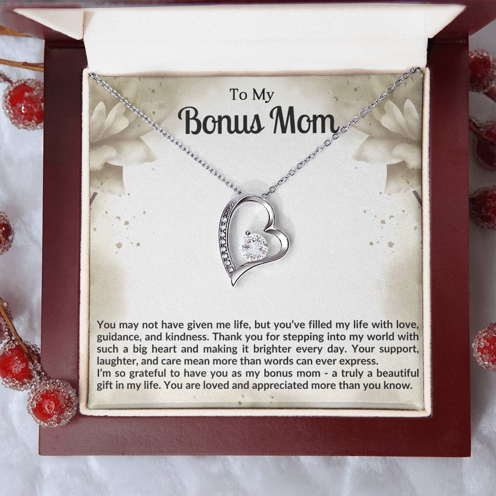 To My Bonus Mom Heart Necklace Gift