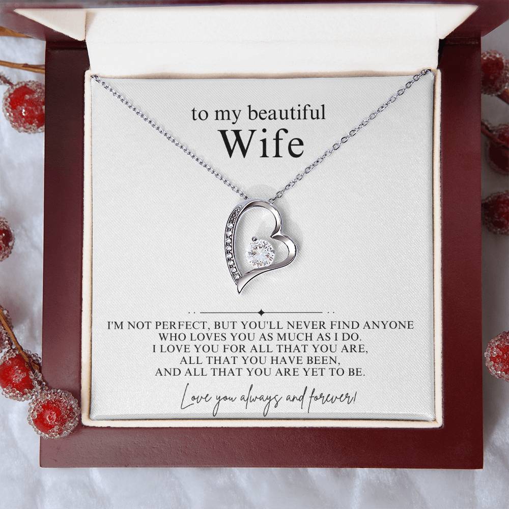 To My Beautiful Wife Heart Necklace Gift