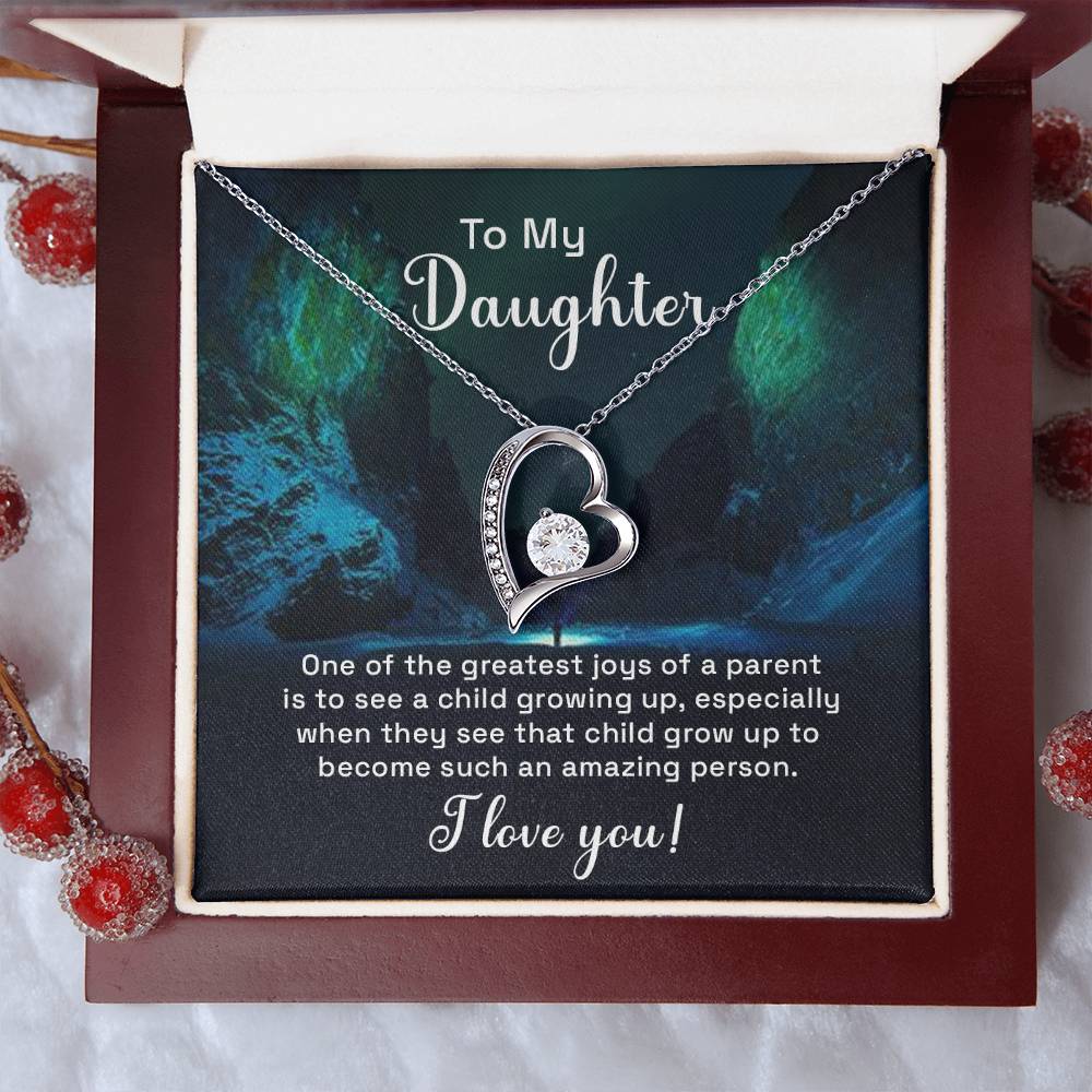 Daughter Greatest Joy Heart Necklace Gift-[Heartfelt Family Gift]