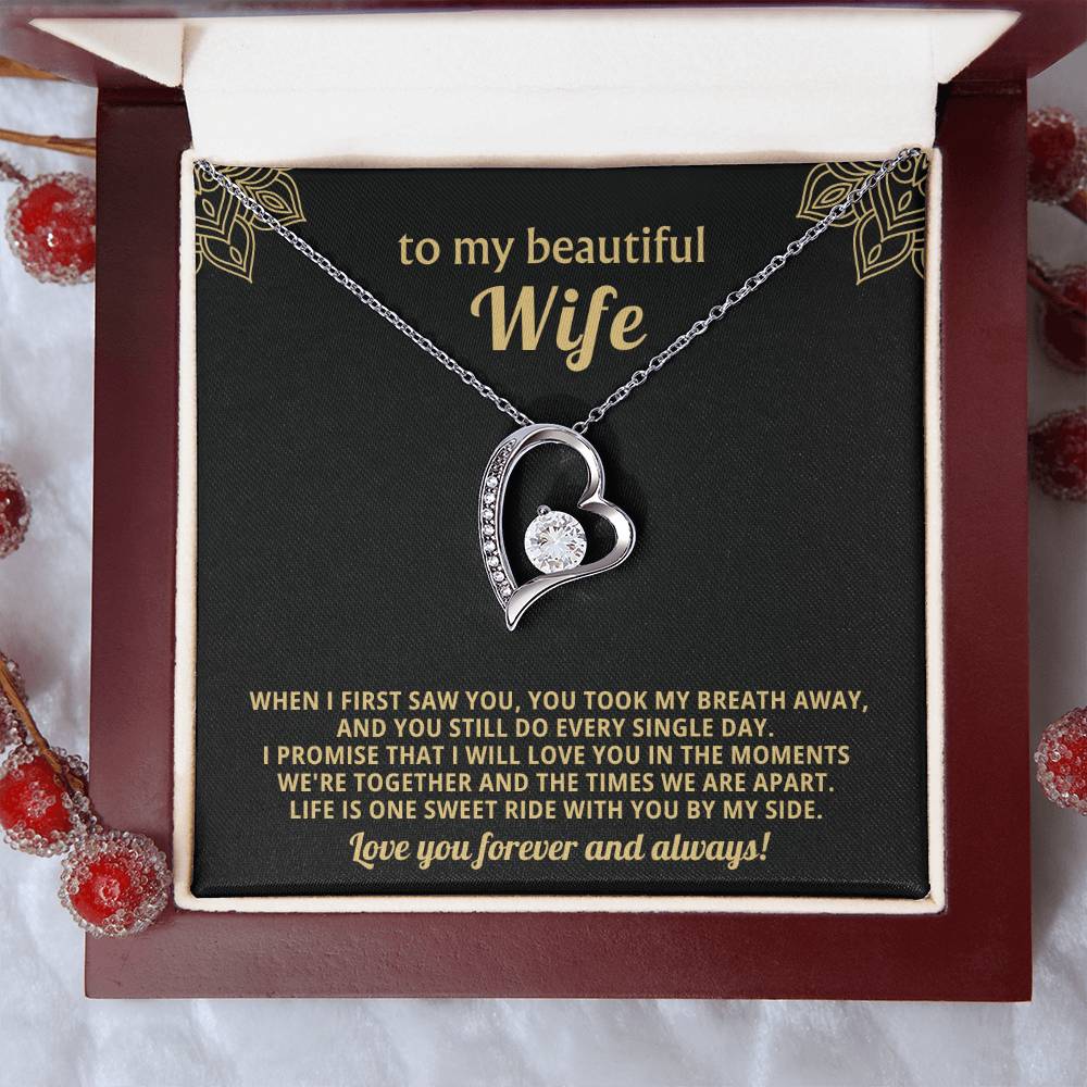 To My Beautiful Wife Heart Necklace Gift