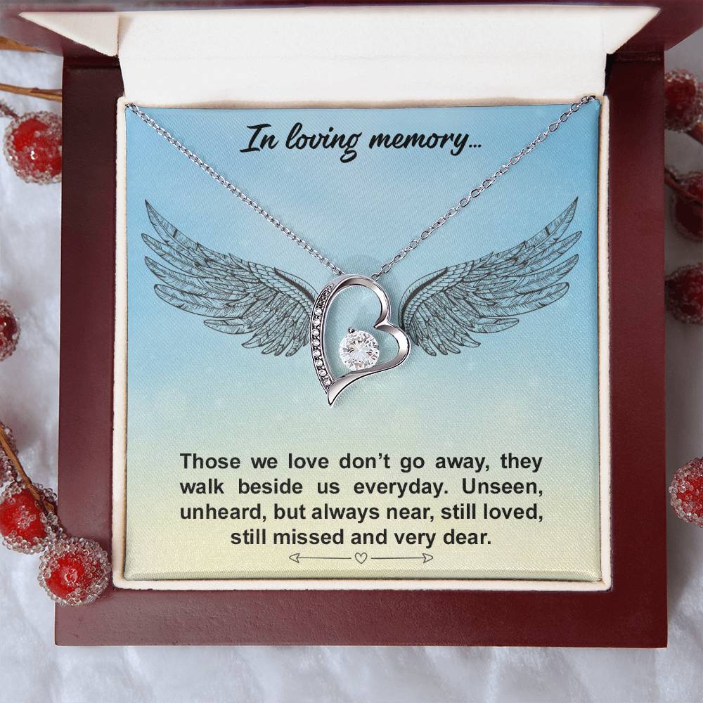 In Loving Memory Angel Wings Heart Necklace Gift-[Heartfelt Family Gift]