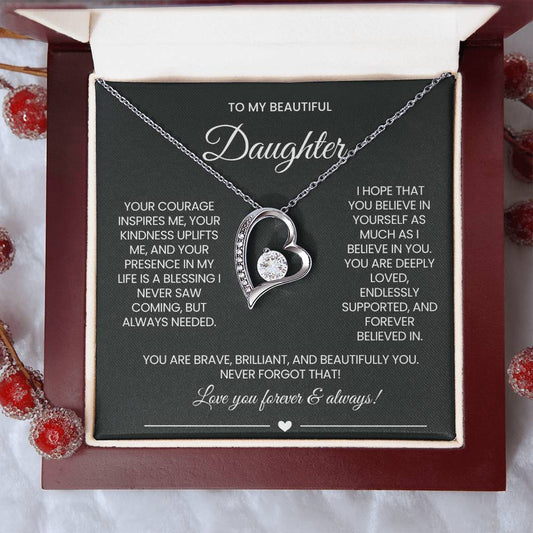 To My Daughter Forever Love Necklace Gift