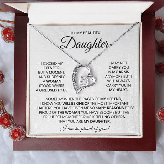 To My Daughter Forever Love Necklace Gift