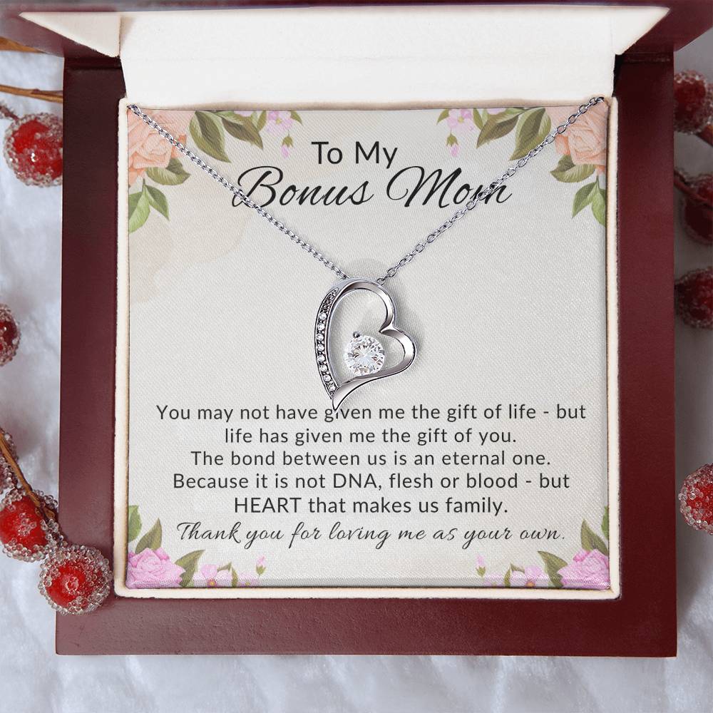 To My Bonus Mom Heart Necklace Gift from Stepdaughter