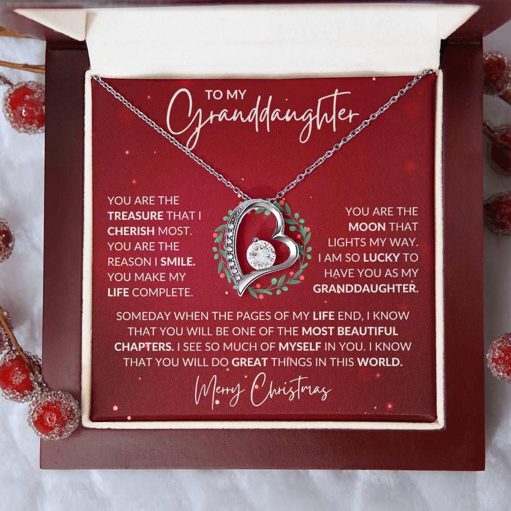 Granddaughter Christmas Heart Necklace Gift-[Heartfelt Family Gift]