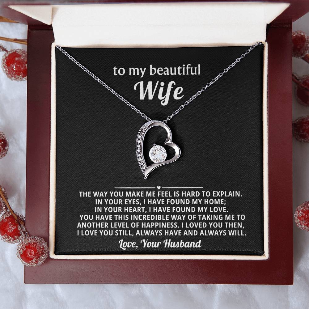 To My Beautiful Wife Heart Necklace Gift