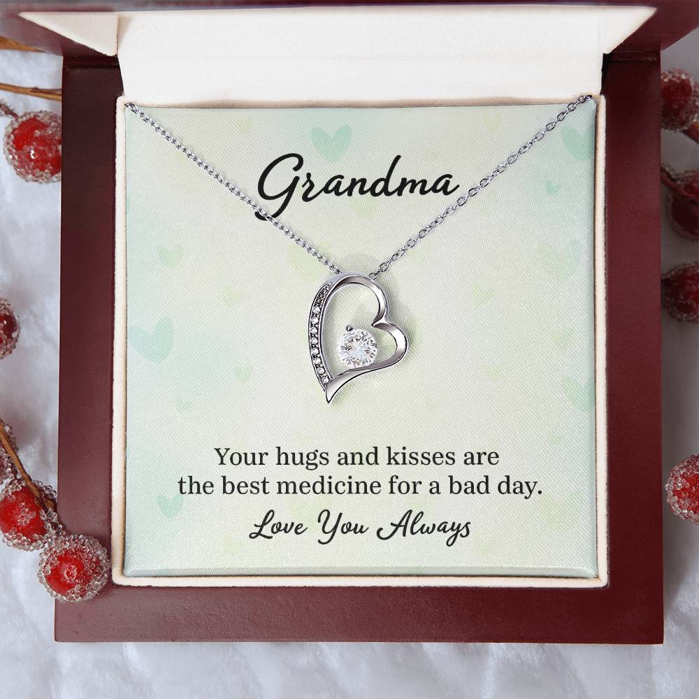 grandma - your hugs and kisses Heart Necklace Gift-[Heartfelt Family Gift]