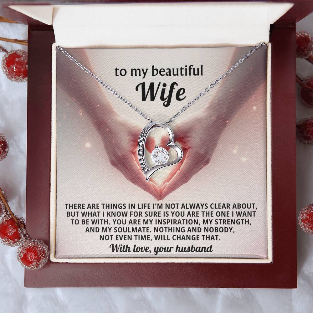 To My Beautiful Wife Heart Necklace Gift