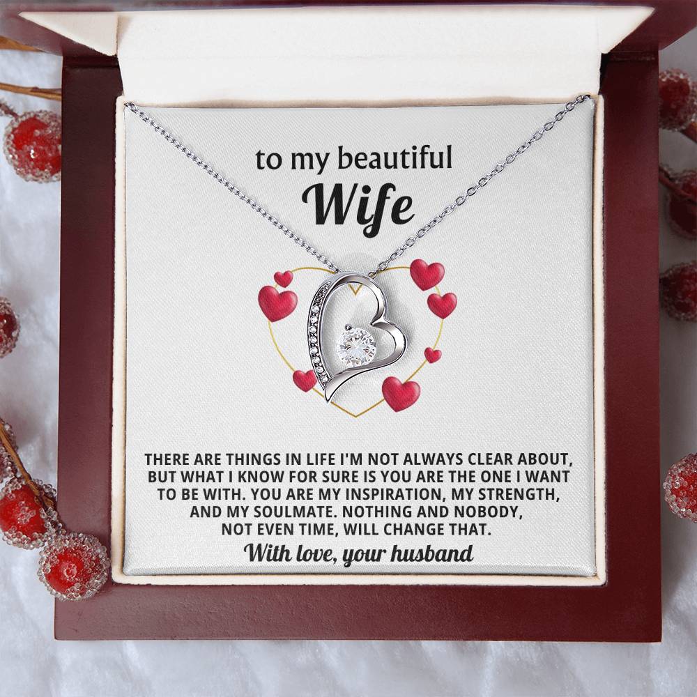 To My Beautiful Wife Heart Necklace Gift
