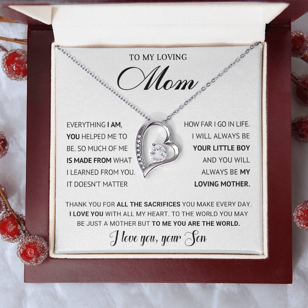 To My Mom Heart Necklace Gift